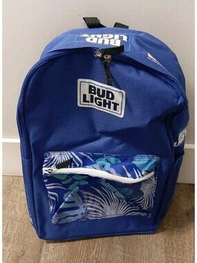 NEW Bud Light Backpack Blue Cooler Bag Fits 24 Cans Clean NEW